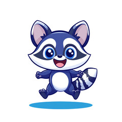 Obraz premium Cute cartoon raccoon character whimsical setting digital illustration playful environment joyful perspective fun concept