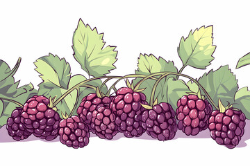 Fresh Raspberries with Green Leaves on a White Background for Design Use