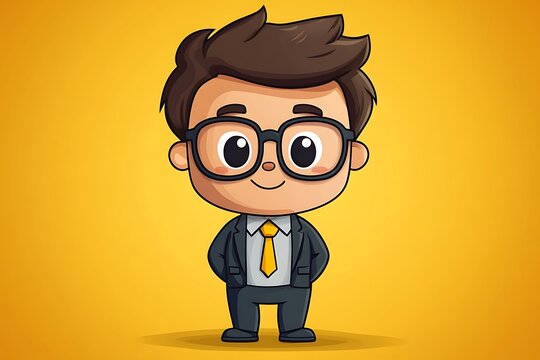 Cute Kid Cartoon Businessman Avatar
