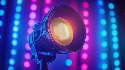 Bright Stage Light with Colorful Background in Studio Environment