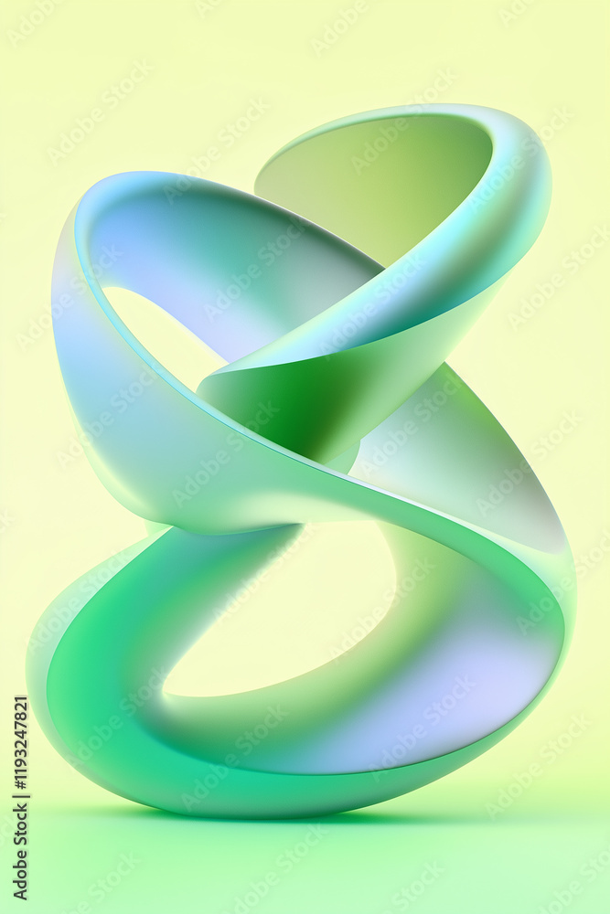 Poster abstract green and blue sculpture creating a surreal and modern design