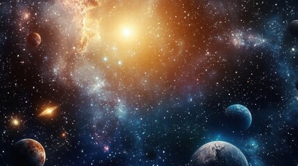 Celestial Bodies Planets Stars And Galaxies In Deep Space