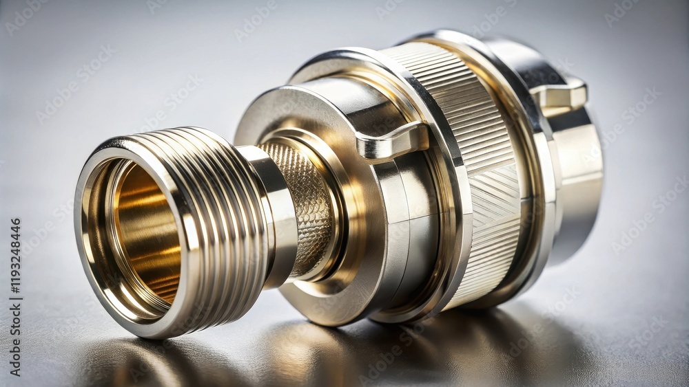 Leinwandbilder high-precision metallic connector for industrial applications featuring a threaded fitting and a loc