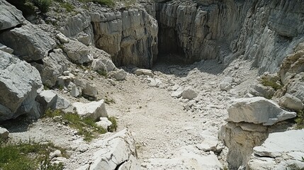 Limestone pit with crushed stone, calcium carbonate site. s 250 --