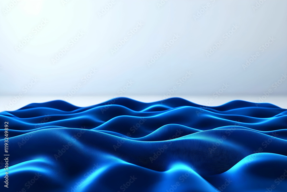 Aufkleber blue waves on smooth surface with light background and depth effects