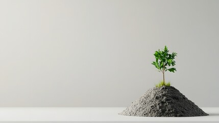 Cute 3D Animated Sustainable Plant Seedling Sprout on Gray Background