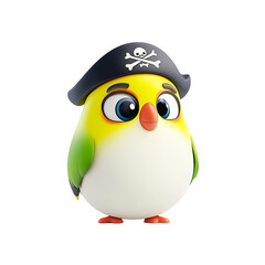 Obraz premium Pirate-themed cartoon bird character digital illustration whimsical style studio environment fun concept for kids