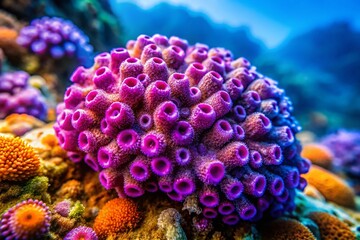 Obraz premium Aegean Sea Bryozoa: Microscopic Underwater Beauty of Reptadeonella violacea at Azolimnos Beach, Syros Island, Greece
