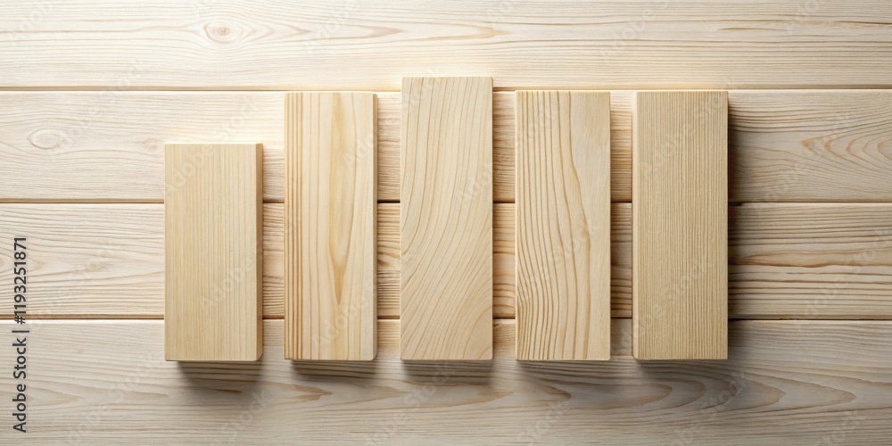 Aufkleber wooden blocks arranged in ascending order on a light wood background representing growth and progres