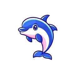 Obraz premium Playful dolphin illustration ocean environment cartoon style art fun and whimsical design
