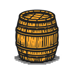 wooden barrel vector illustration isolated on  white background.