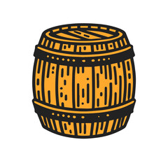 wooden barrel vector illustration isolated on  white background.