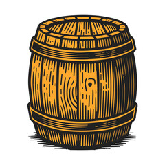 wooden barrel vector illustration isolated on  white background.