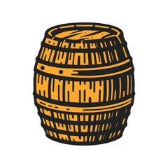 wooden barrel vector illustration isolated on  white background.