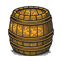 wooden barrel vector illustration isolated on  white background.
