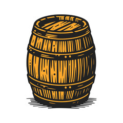 wooden barrel vector illustration isolated on  white background.