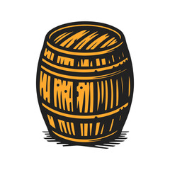 wooden barrel vector illustration isolated on  white background.