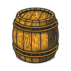 wooden barrel vector illustration isolated on  white background.