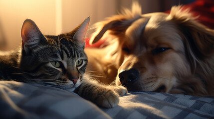 Two Pets Relaxing Together