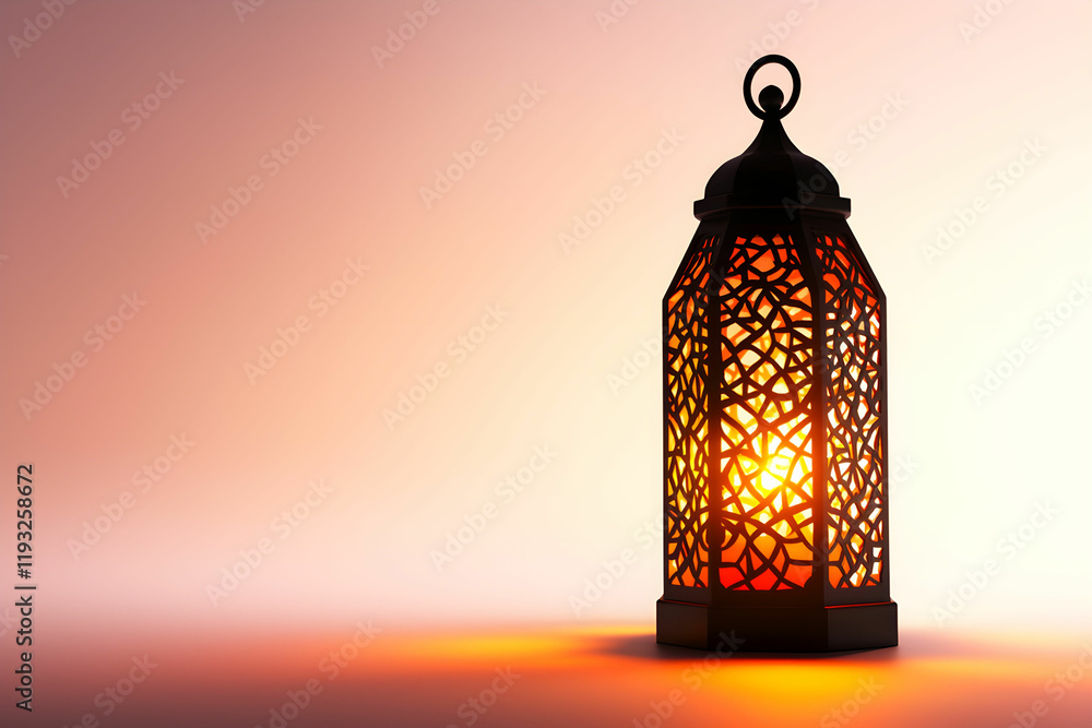 Poster elegant lantern with intricate design casting warm glow