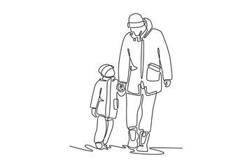 Winter concept. Single line draw design vector graphic illustration.