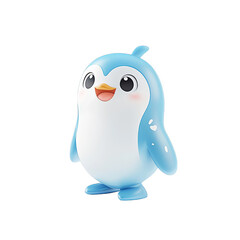 Fototapeta premium Playful blue penguin toy children's room decorative figure bright environment close-up view whimsical concept
