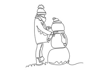 Winter concept. Single line draw design vector graphic illustration.