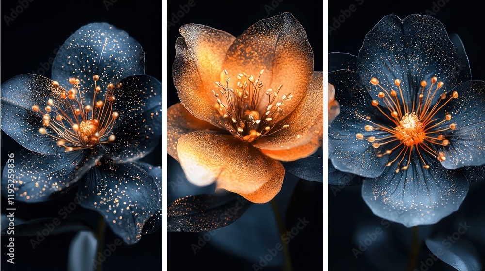 Sticker Flowers triptych.