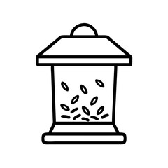 bird feeder with seeds icon, bird feeder with seeds line art - simple line art of bird feeder with seeds, perfect for bird feeder with seeds logos and icons and themed design