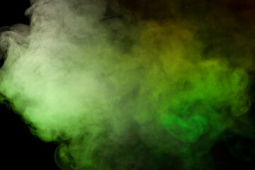 Red and green steam on a black background.