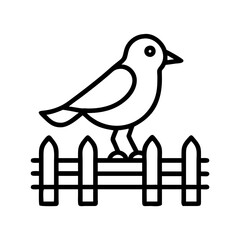 bird perched on a fence icon, bird perched on a fence line art - simple line art of bird perched on a fence, perfect for bird perched on a fence logos and icons and themed design