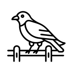 bird perched on a fence icon, bird perched on a fence line art - simple line art of bird perched on a fence, perfect for bird perched on a fence logos and icons and themed design