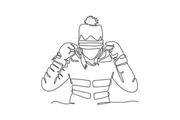 Winter concept. Single line draw design vector graphic illustration.