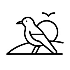 bird silhouette at sunset icon, bird silhouette at sunset line art - simple line art of bird silhouette at sunset, perfect for bird silhouette at sunset logos and icons and themed design