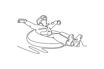 Fototapeta premium Winter concept. Single line draw design vector graphic illustration.