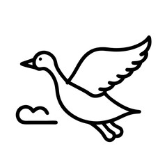 goose flying south icon, goose flying south line art - simple line art of goose flying south, perfect for goose flying south logos and icons and themed design