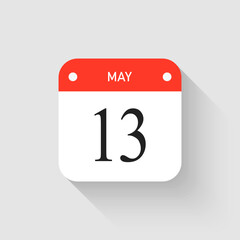 Vector icon page day calendar - 13 May month