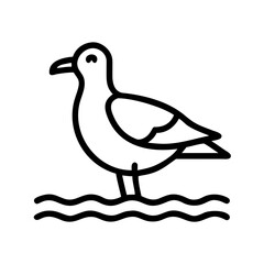 seagull on the beach icon, seagull on the beach line art - simple line art of seagull on the beach, perfect for seagull on the beach logos and icons and themed design