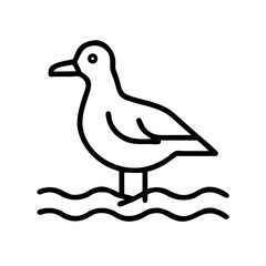 seagull on the beach icon, seagull on the beach line art - simple line art of seagull on the beach, perfect for seagull on the beach logos and icons and themed design