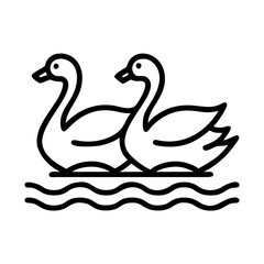 swans on a lake icon, swans on a lake line art - simple line art of swans on a lake, perfect for swans on a lake logos and icons and themed design