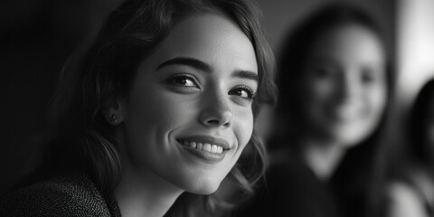 Obraz premium Smiling Woman at a Social Gathering