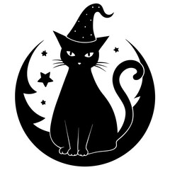 black cat on the moon