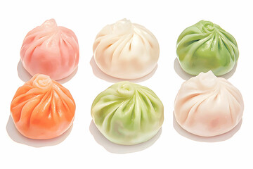 Obraz premium Colorful Asian Dumplings in Various Flavors and Textures