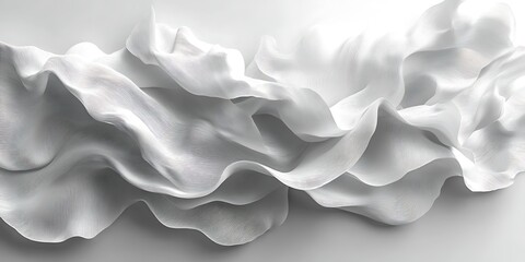 Obraz premium White fabric waves, flowing softly on light background. Abstract texture for design