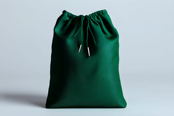 Green Drawstring Bag on Light Background for Travel and Storage
