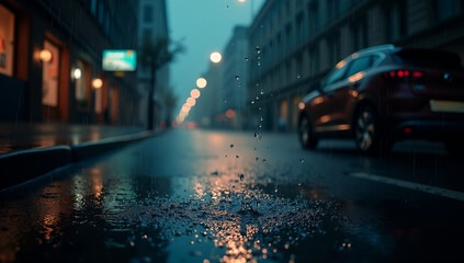 Fototapeta premium Diamonds in the Rain A Dance of Light and Shadows