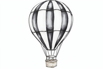 Obraz premium Black and White Hot Air Balloon Illustration in Minimalist Style