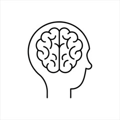  Outline Brain in Head Icon Design Vector Illustration