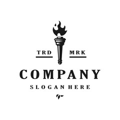 torch vintage logo vector template illustration