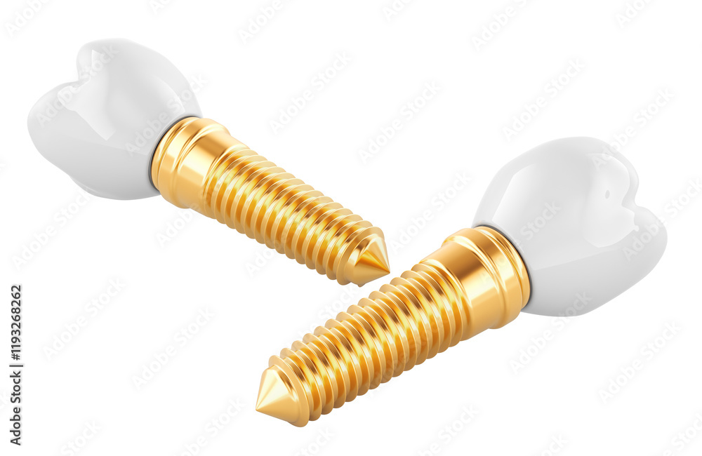 Poster dental implants, 3d rendering isolated on transparent background